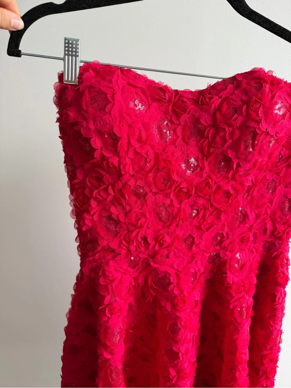 Vintage Y2K Bebe Hot Pink Floral Appliqué Corset Dress Size 8 - Picture 4 of 13